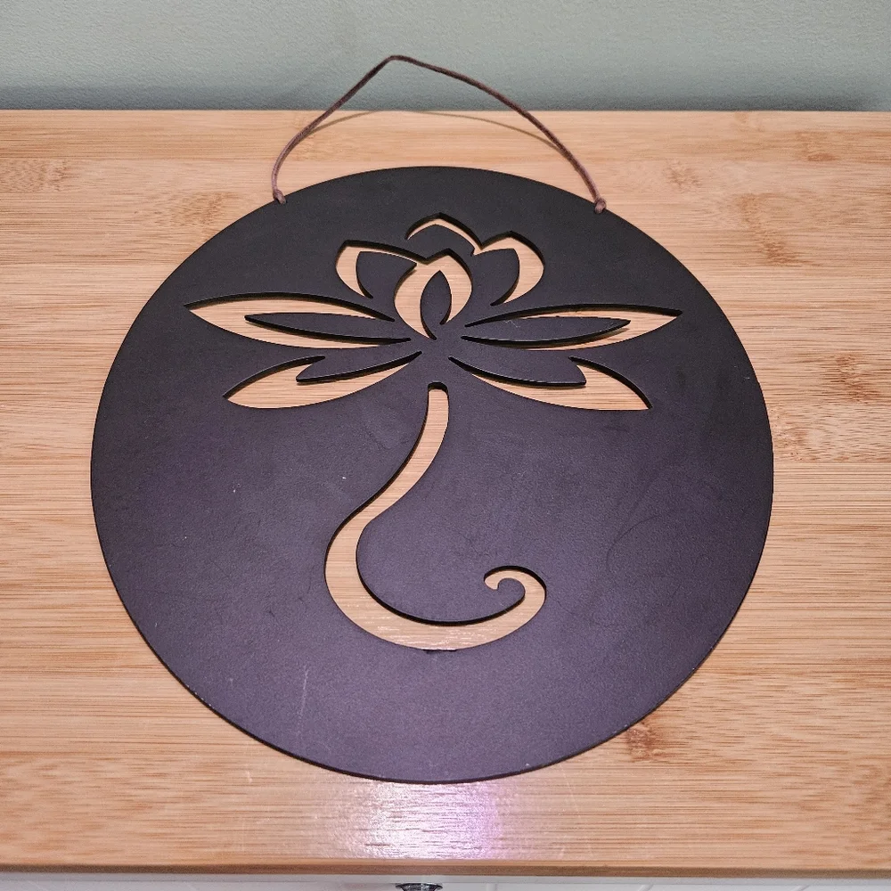 Black Lotus Wall Hanging Decor Metal - Picture 3 of 10